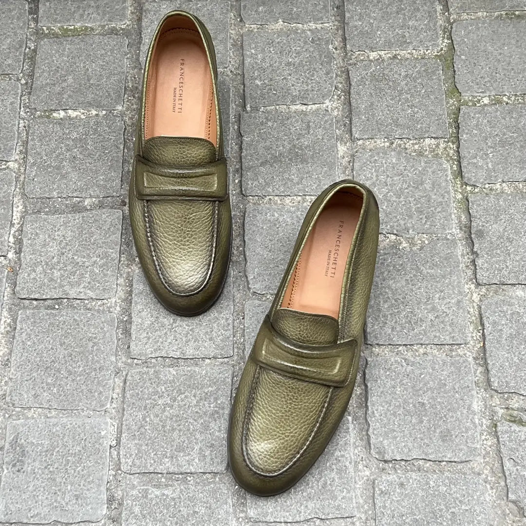 Franceschetti Green Grain Leather Loafer, view 4