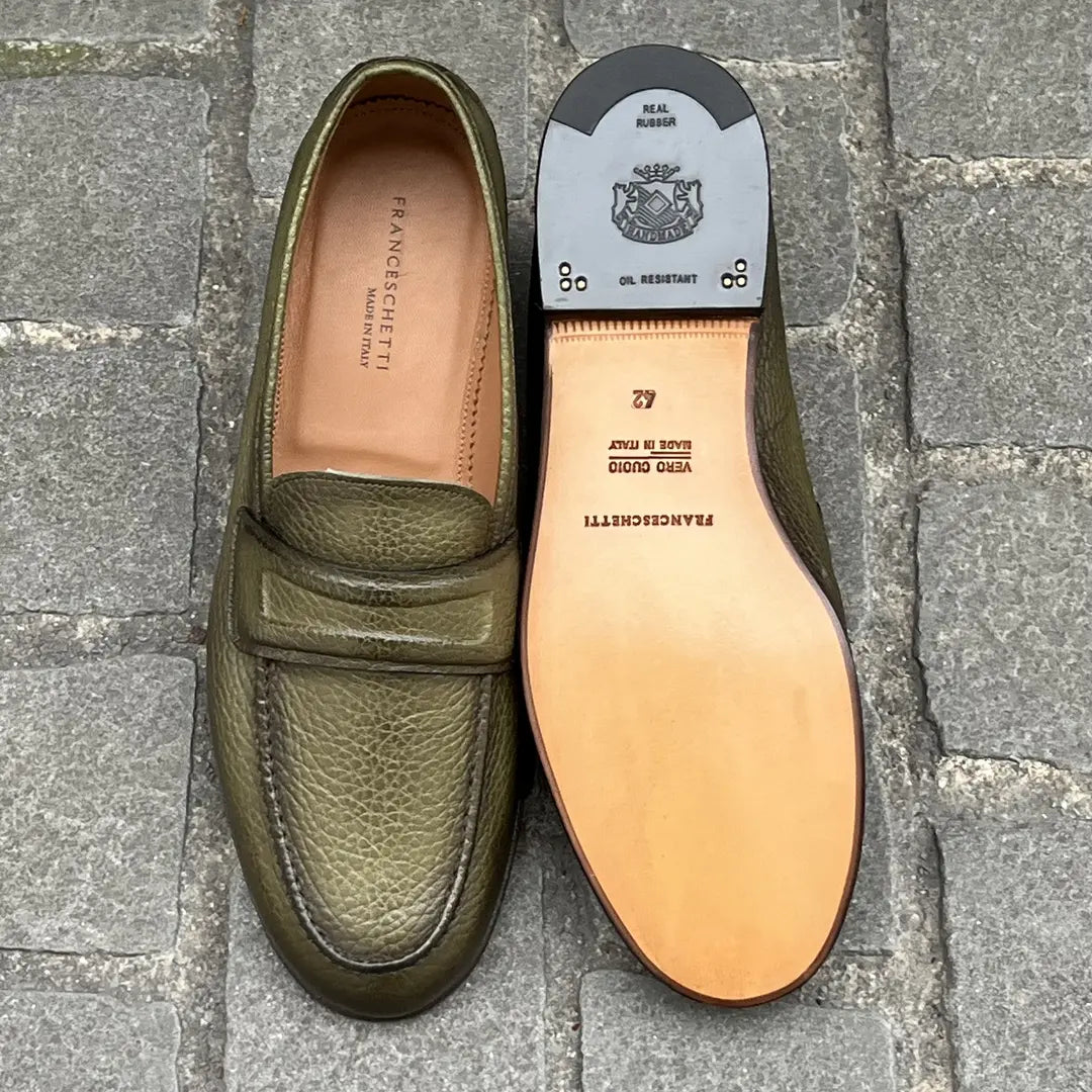 Franceschetti Green Grain Leather Loafer, view 5