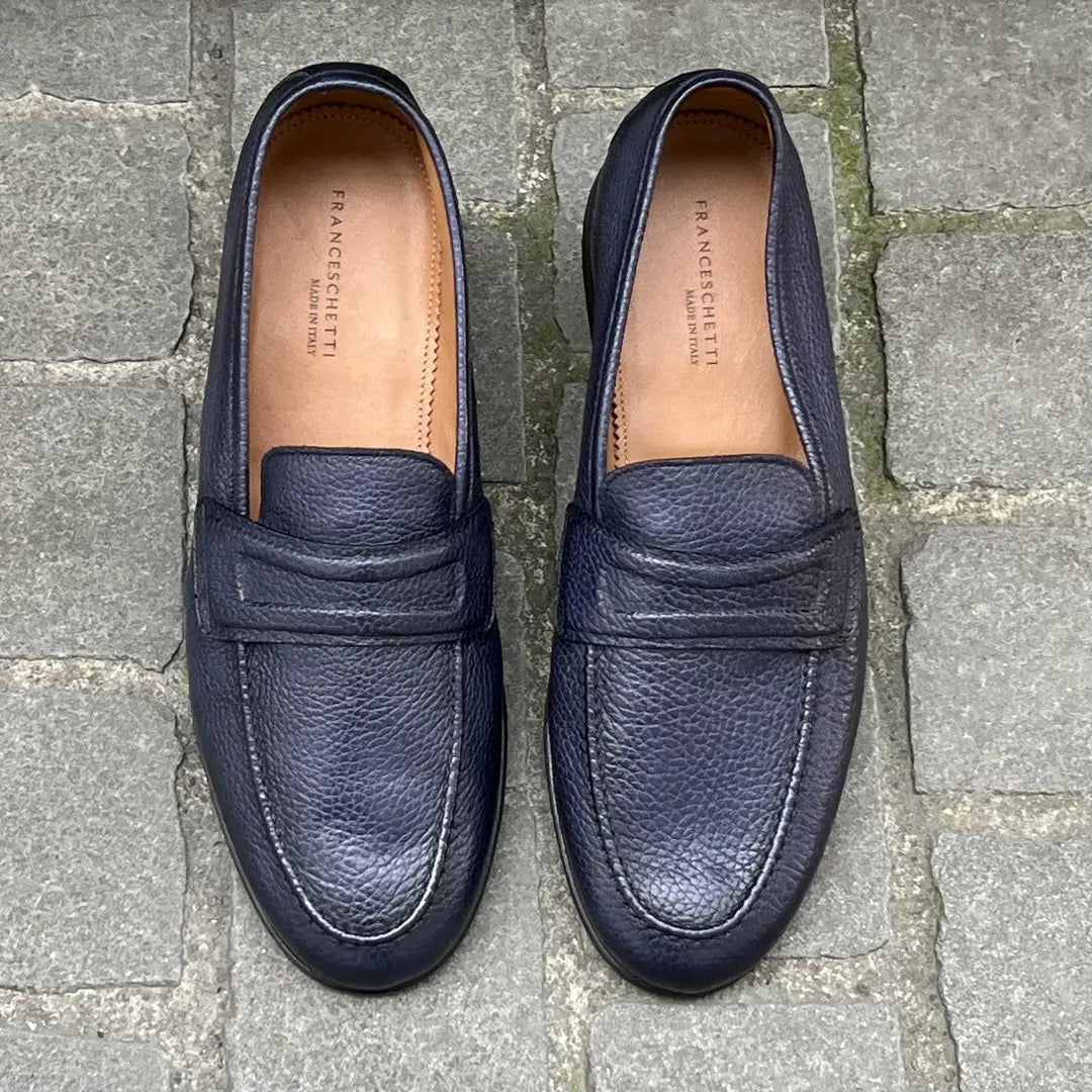 Franceschetti Navy Grain Leather Loafer, view 2