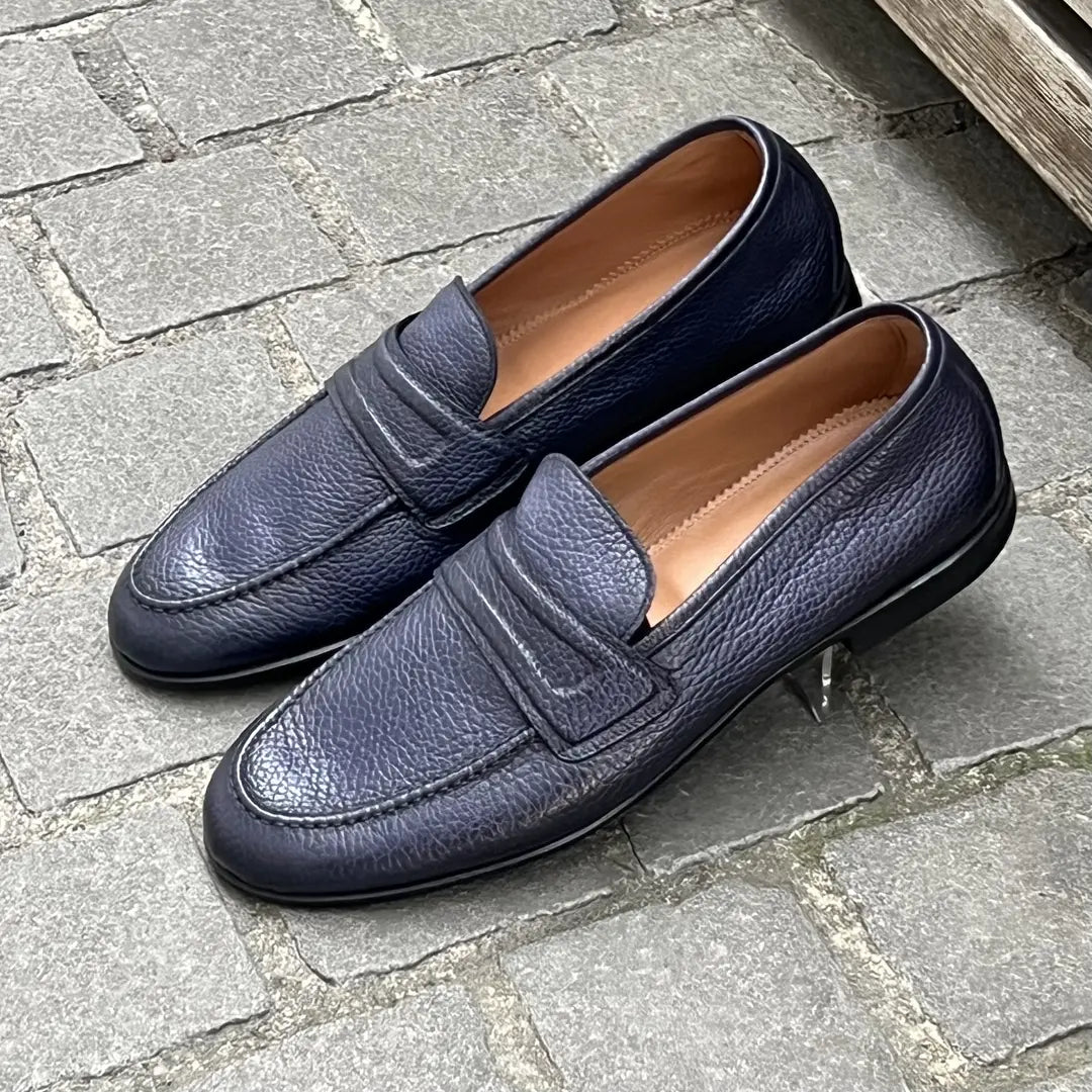 Franceschetti Navy Grain Leather Loafer, view 5
