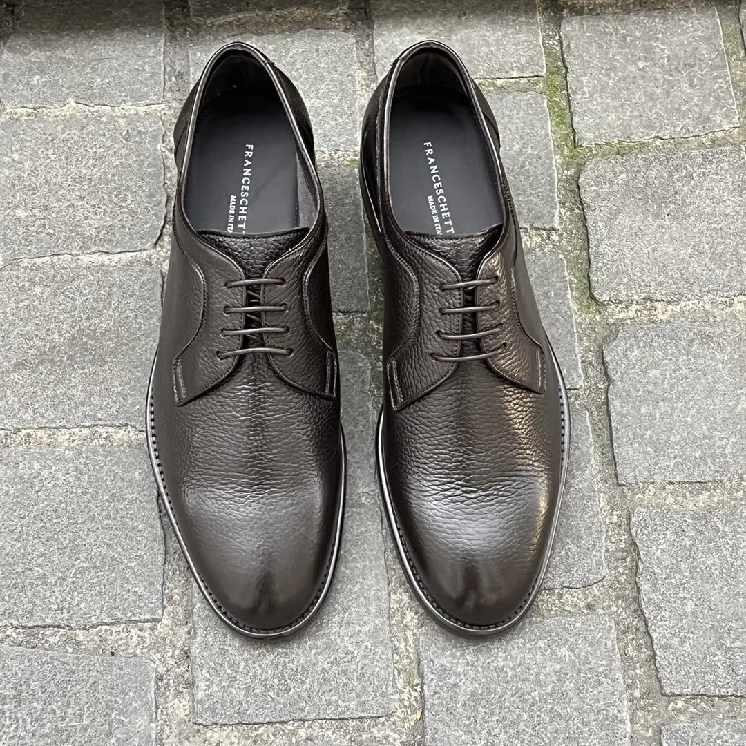 Franceschetti Dark Brown Derby in Scotch grain leather, view 4