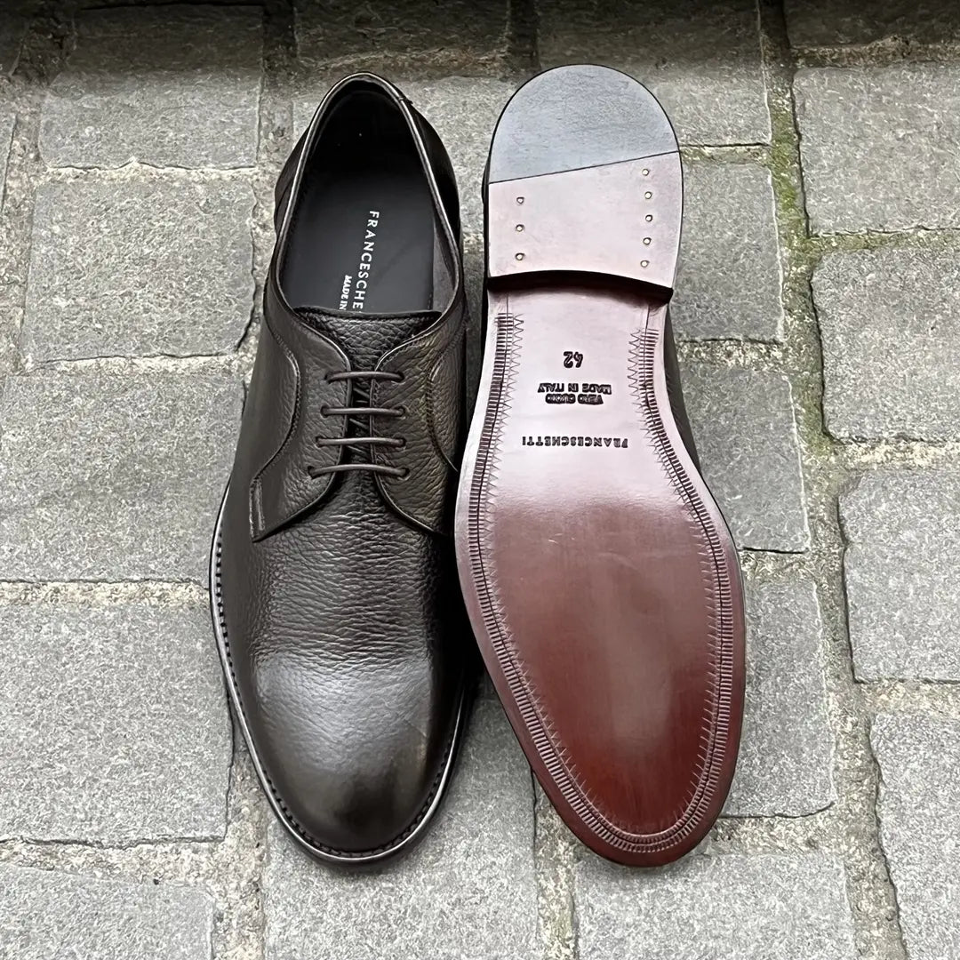 Franceschetti Dark Brown Derby in Scotch grain leather, view 5