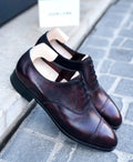 John Lobb Philip II Plum Cap Toe Oxford in calf leather
