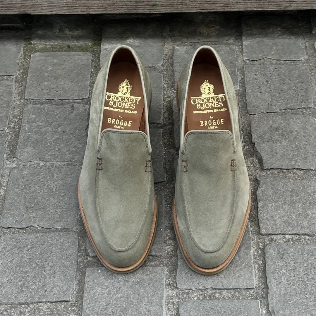 Crockett & Jones Salcombe 2 Pistachio Loafer in suede, view 2