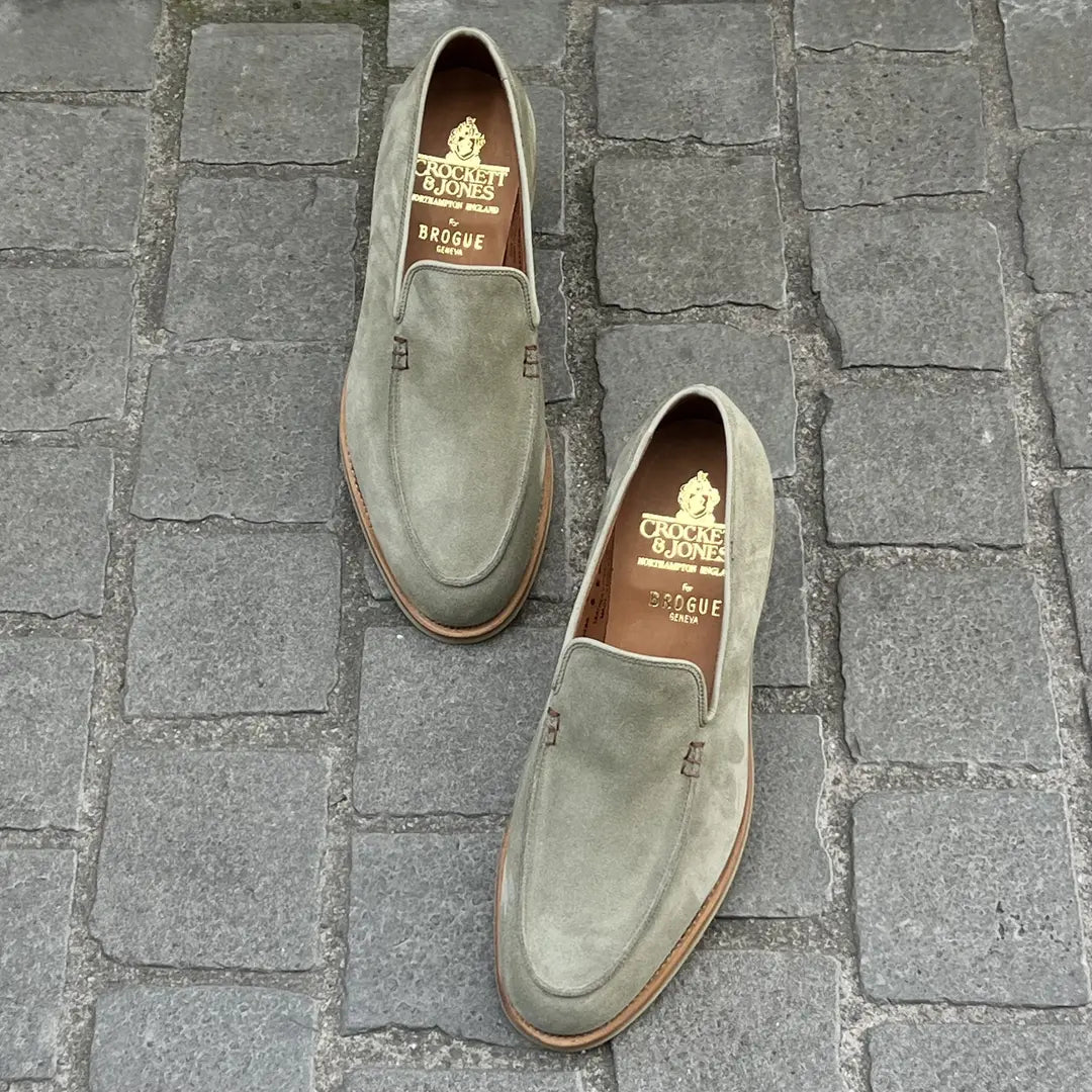 Crockett & Jones Salcombe 2 Pistachio Loafer in suede, view 4