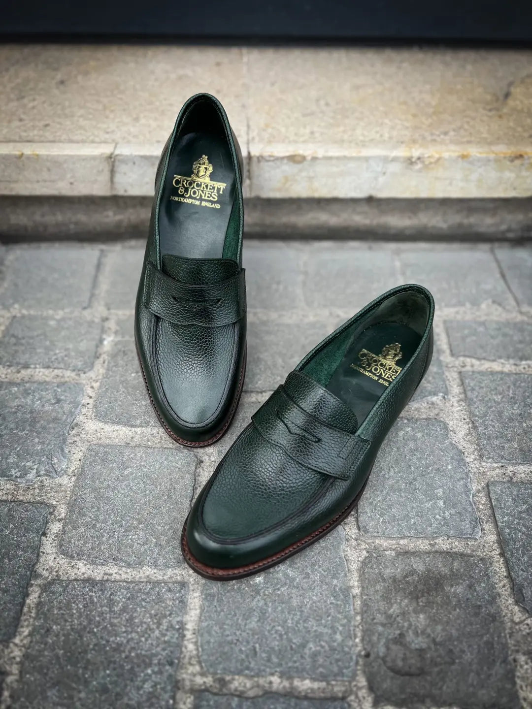 Crockett & Jones Richmond Green Scotch Grain Penny Loafer, view 3