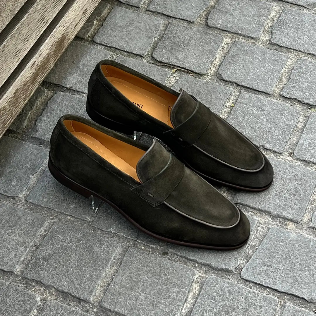 Magnanni Green Suede Mocassin