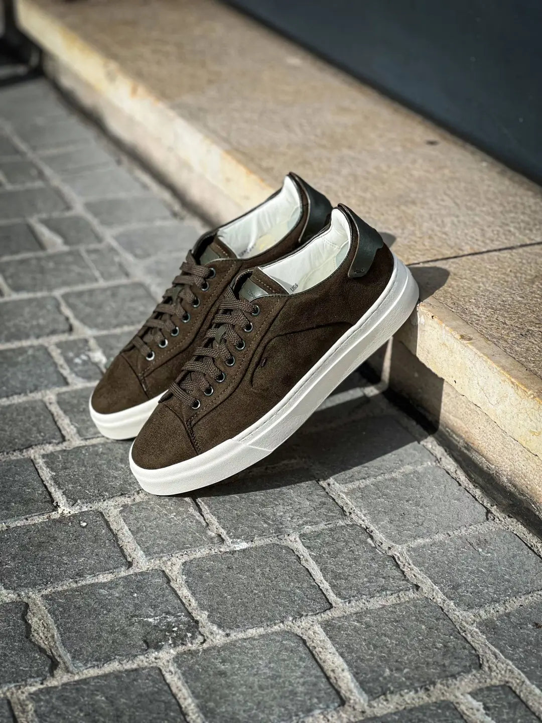 Santoni Olive Suede Trainer, view 4
