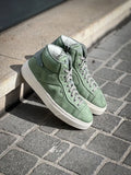 Santoni High Top Light Green Suede Trainer