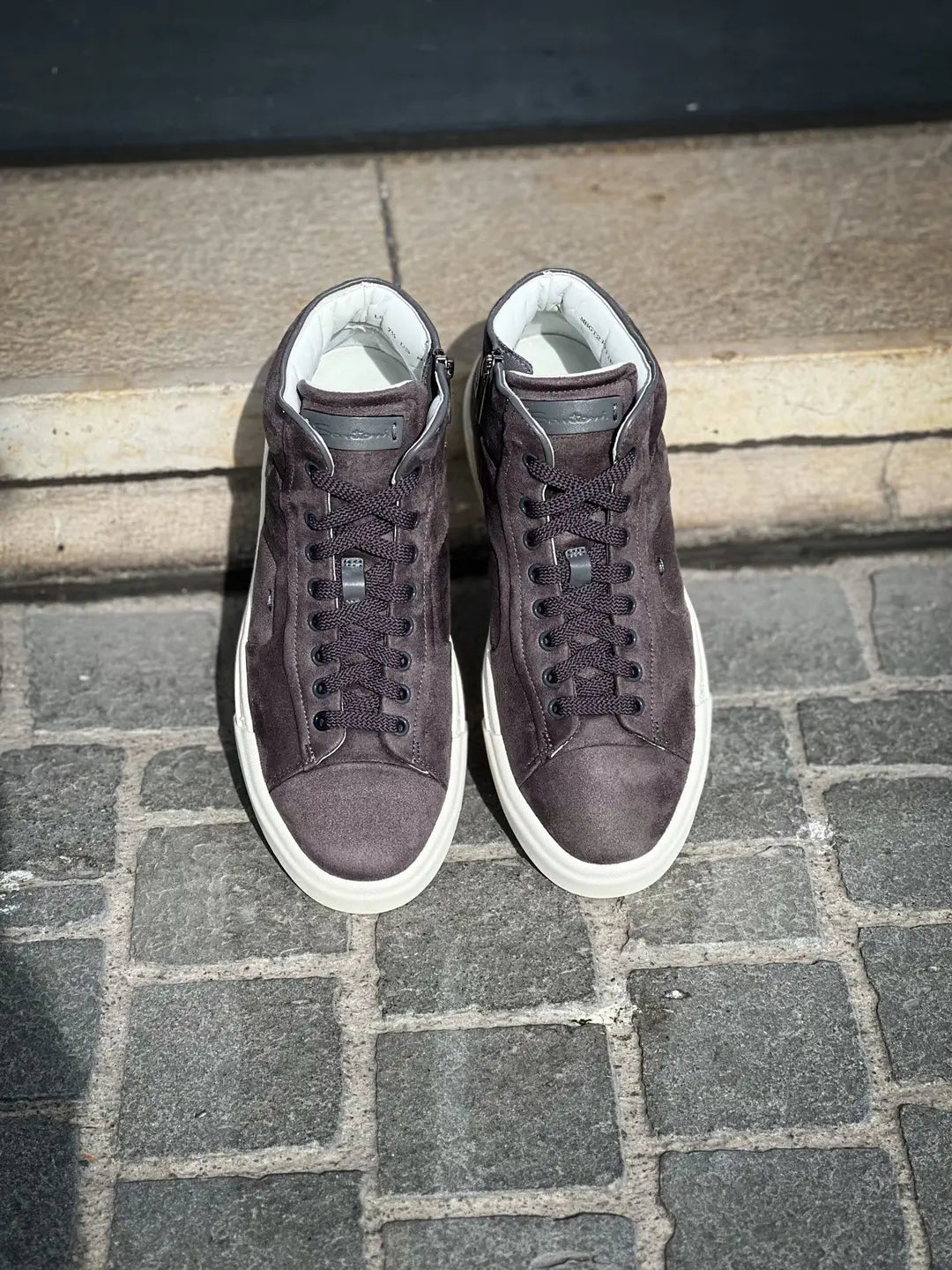 Santoni High Top Trainer Grey Suede, view 5