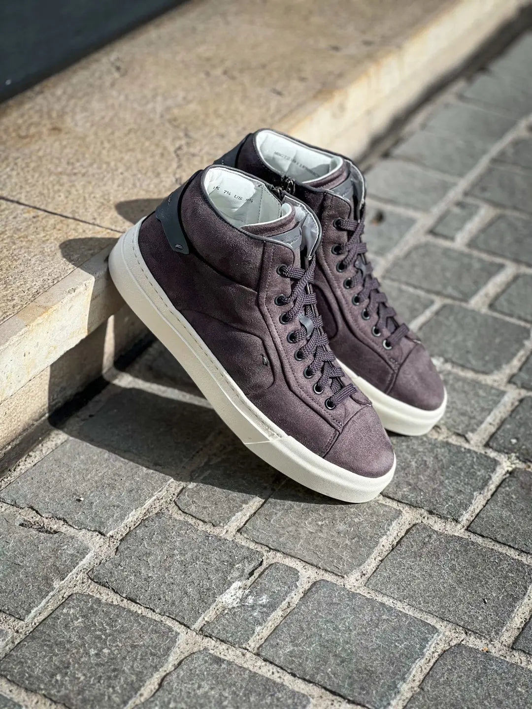 Santoni High Top Trainer Grey Suede