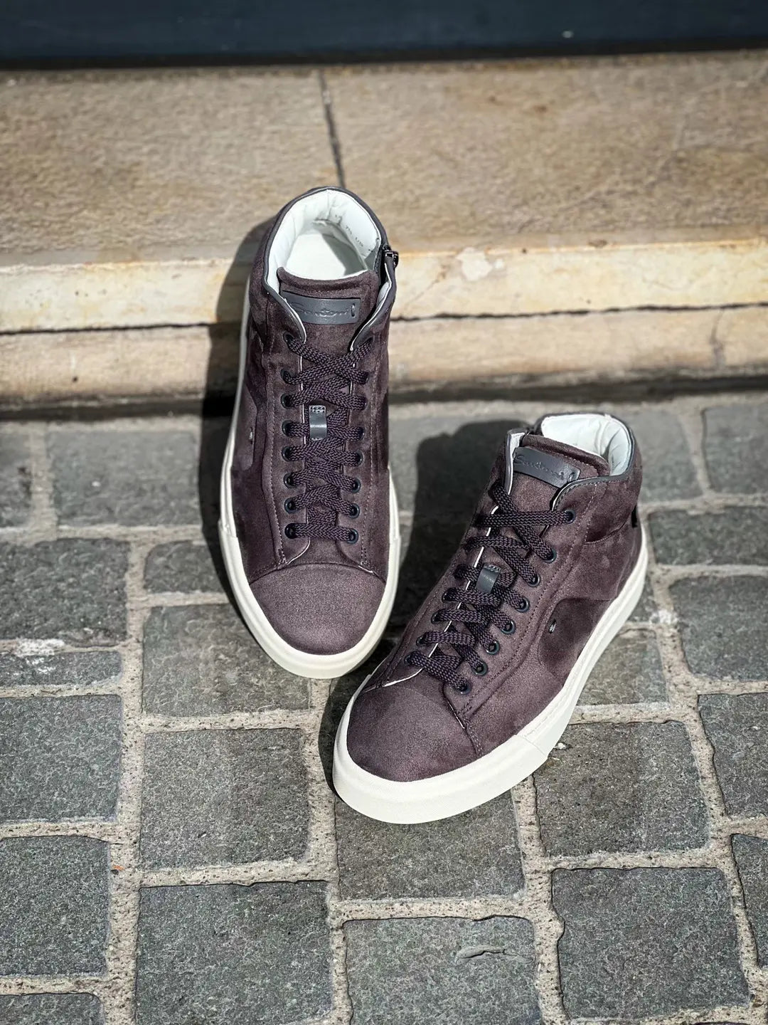 Santoni High Top Trainer Grey Suede, view 3
