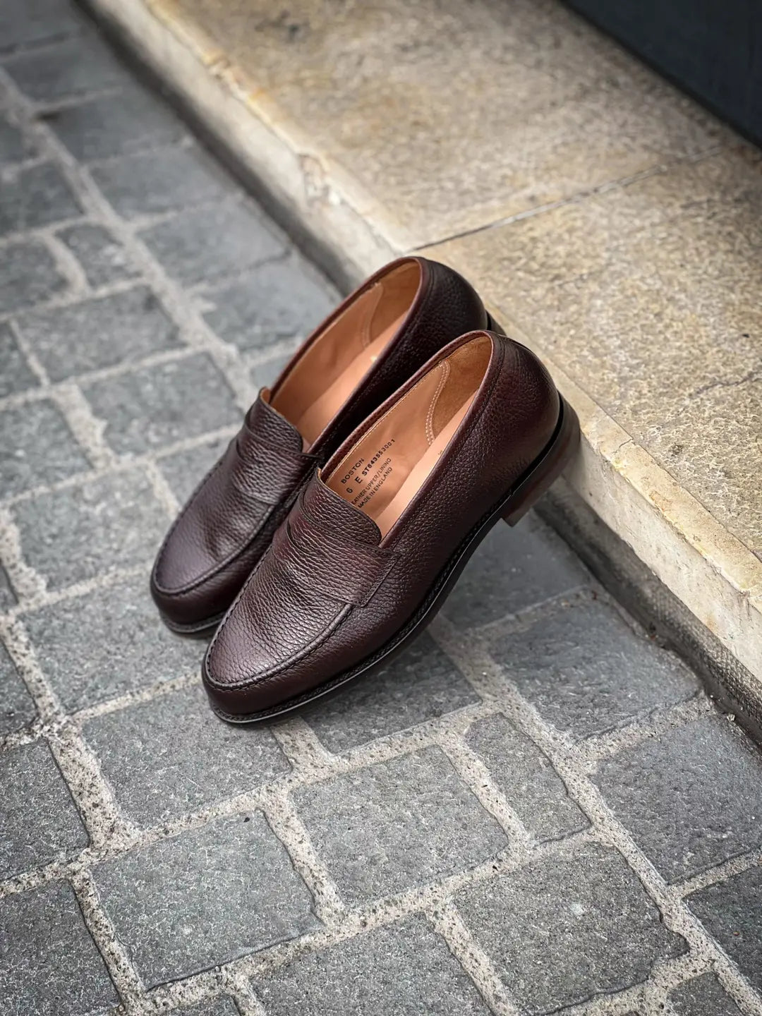 Crockett & Jones Boston Dark Brown Grain Penny Loafer, view 4