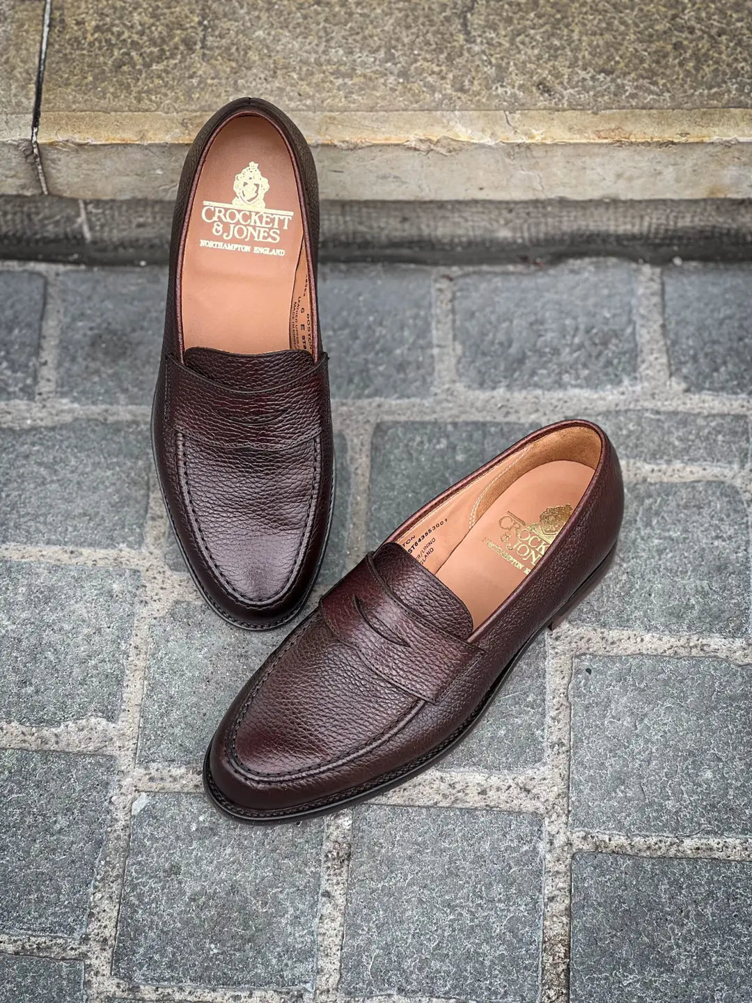 Crockett & Jones Boston Dark Brown Grain Penny Loafer, view 3