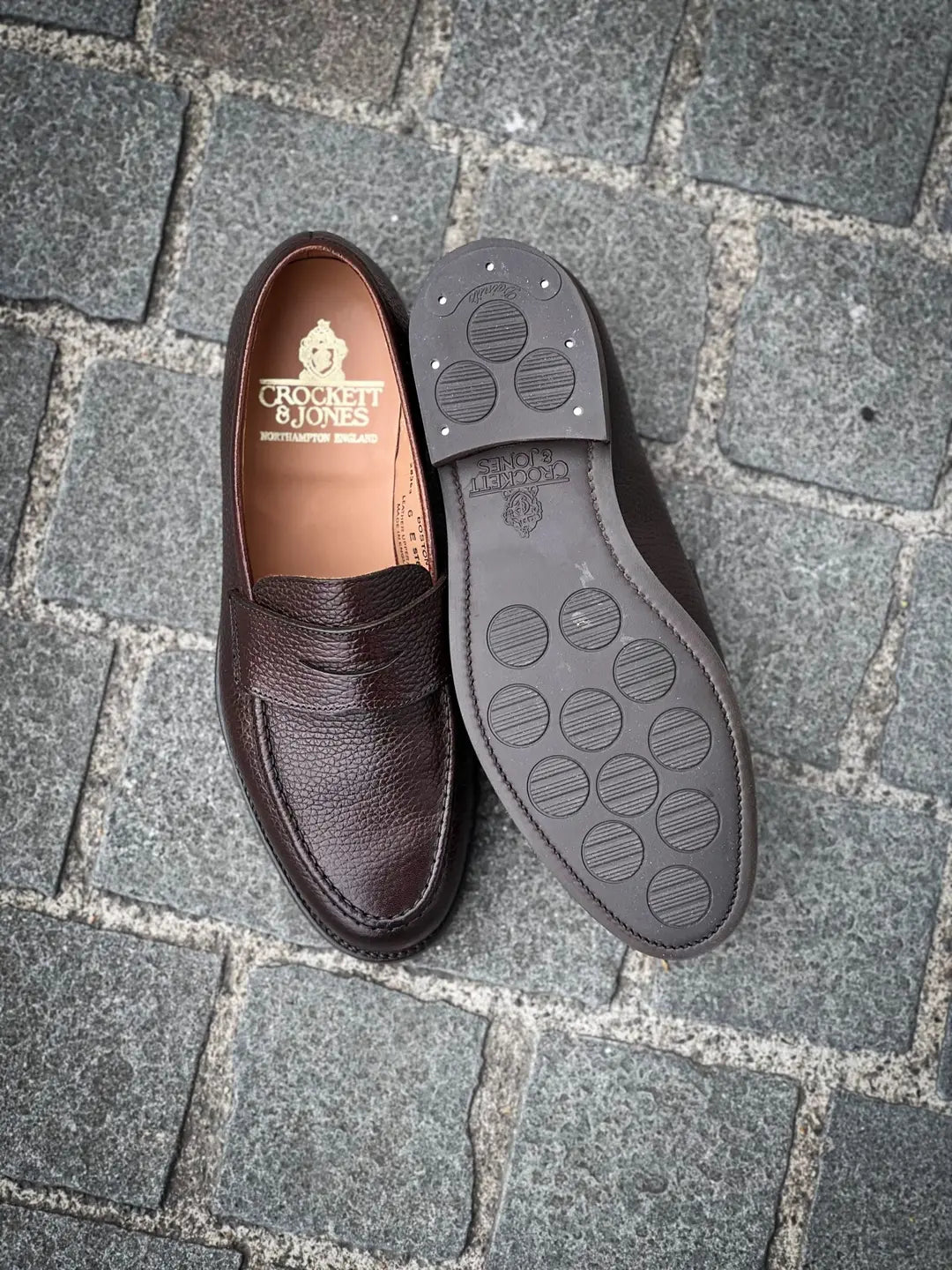 Crockett & Jones Boston Dark Brown Grain Penny Loafer, view 2