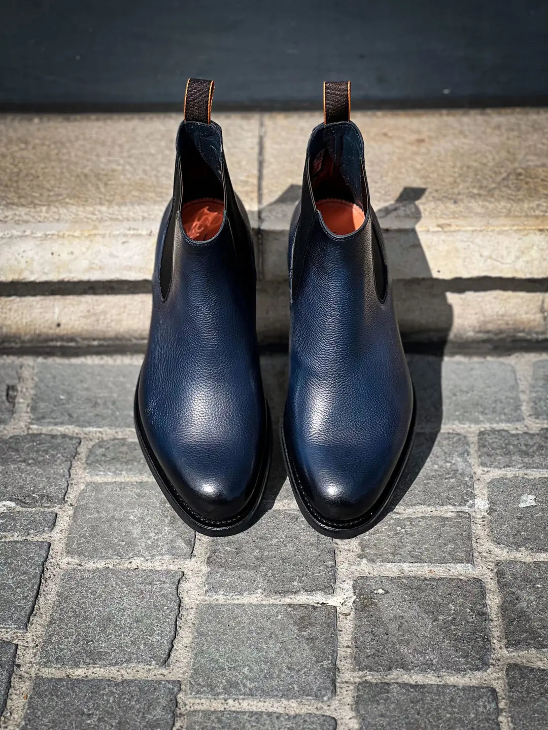 Santoni Chelsea Boot Navy Grain, view 5