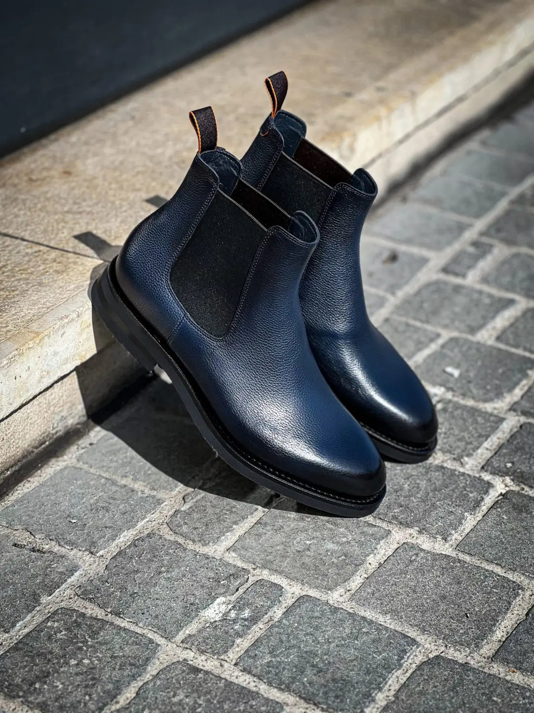 Santoni Chelsea Boot Navy Grain