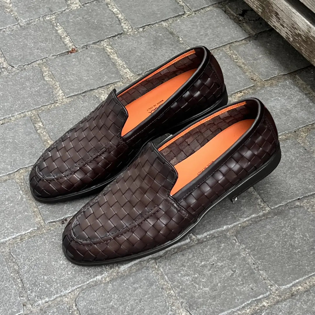 Santoni Woven Slip On in calf leather, view 2