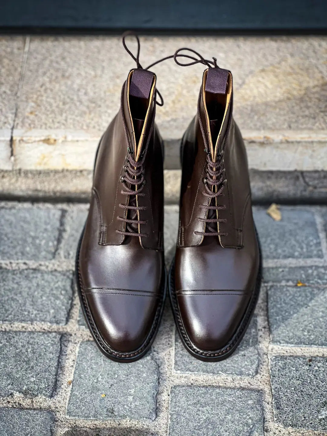 Crockett & Jones Argyll Dark Brown Wax Boot in calf leather, view 5