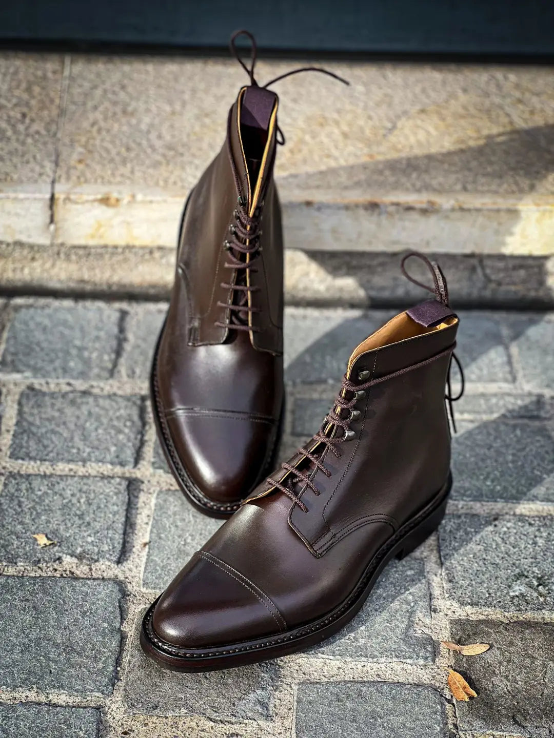 Crockett & Jones Argyll Dark Brown Wax Boot in calf leather, view 3