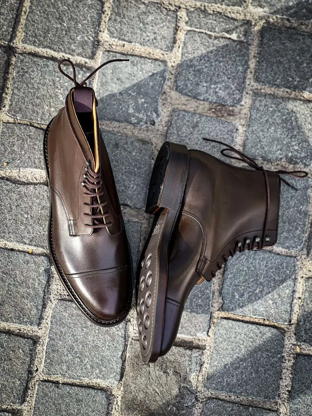 Crockett & Jones Argyll Dark Brown Wax Boot in calf leather, view 2