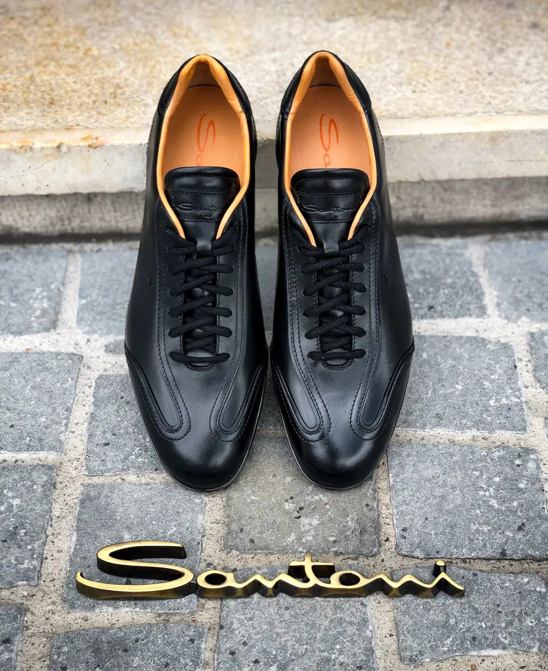 Santoni Leather Sneakers Black, view 6
