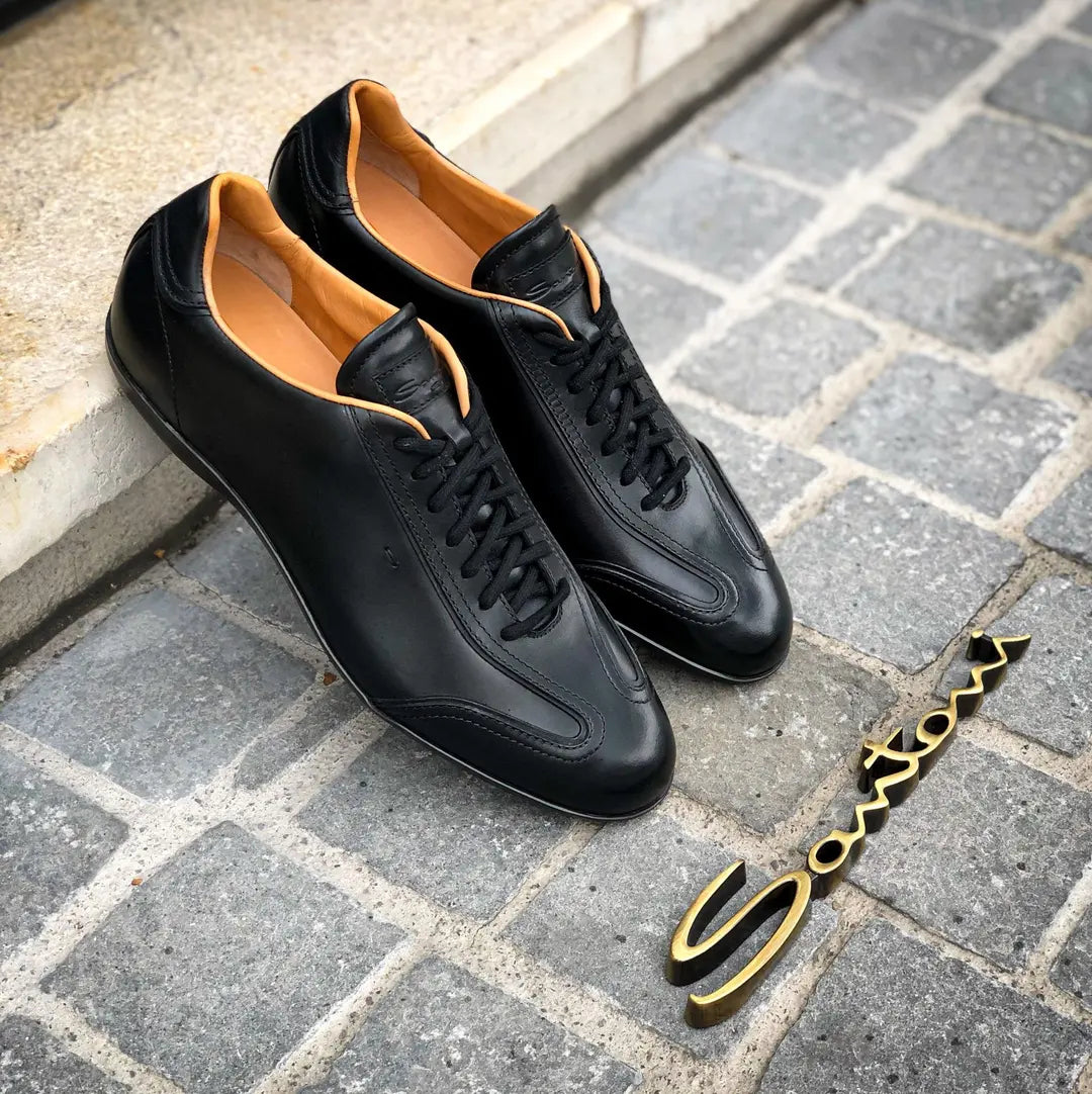 Santoni Leather Sneakers Black