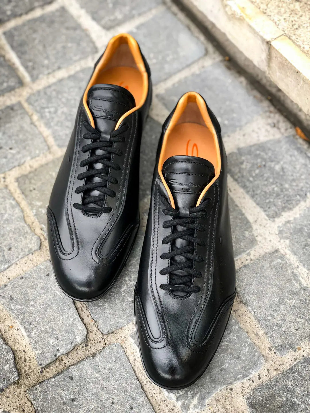 Santoni Leather Sneakers Black, view 4