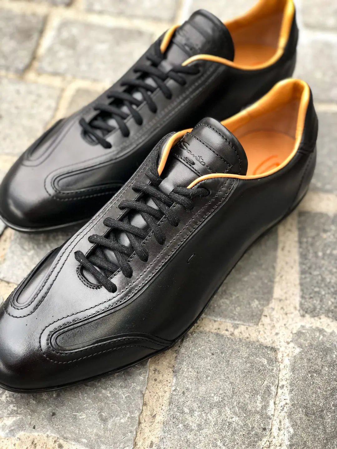 Santoni Leather Sneakers Black, view 3