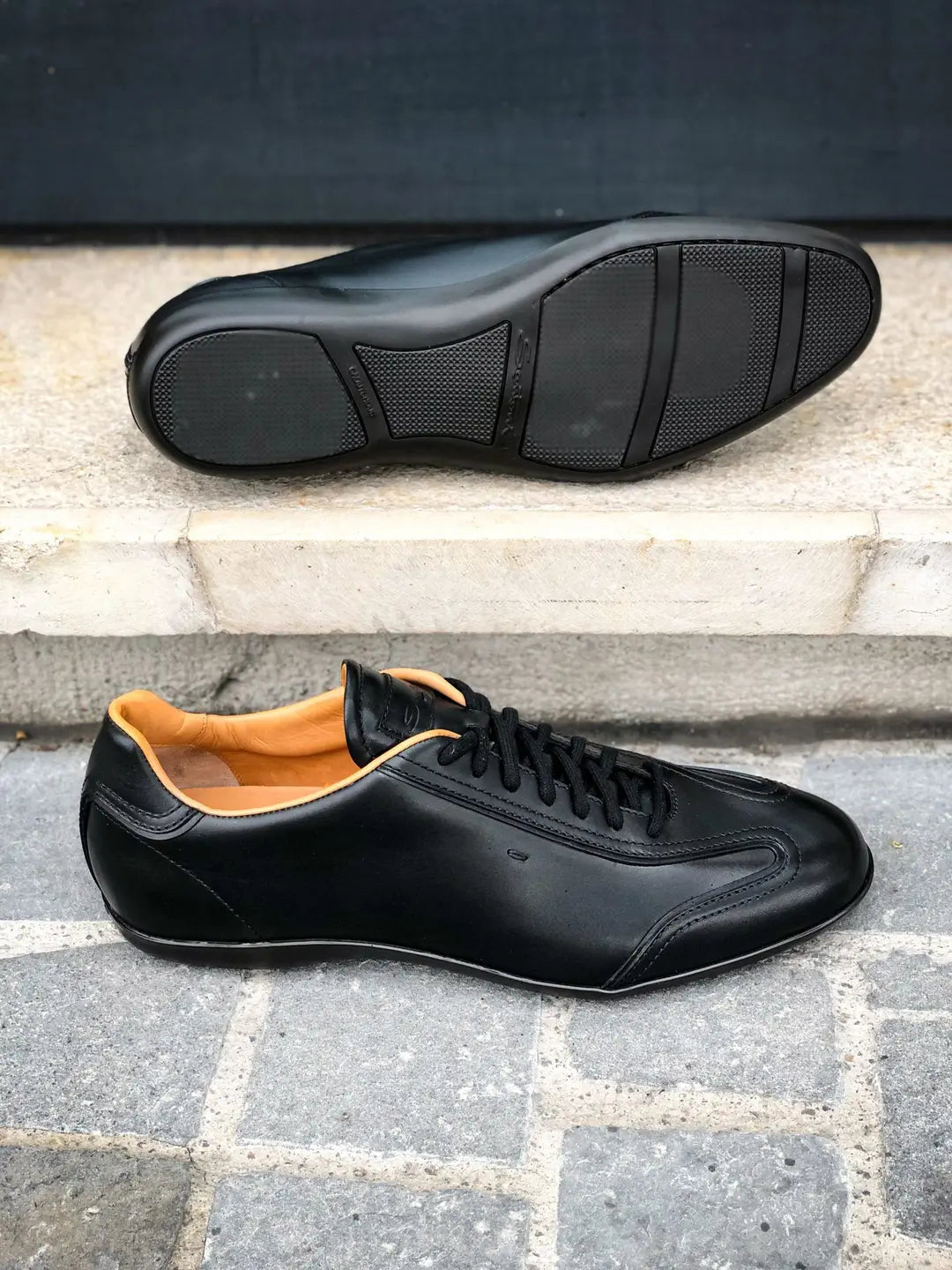 Santoni Leather Sneakers Black, view 2
