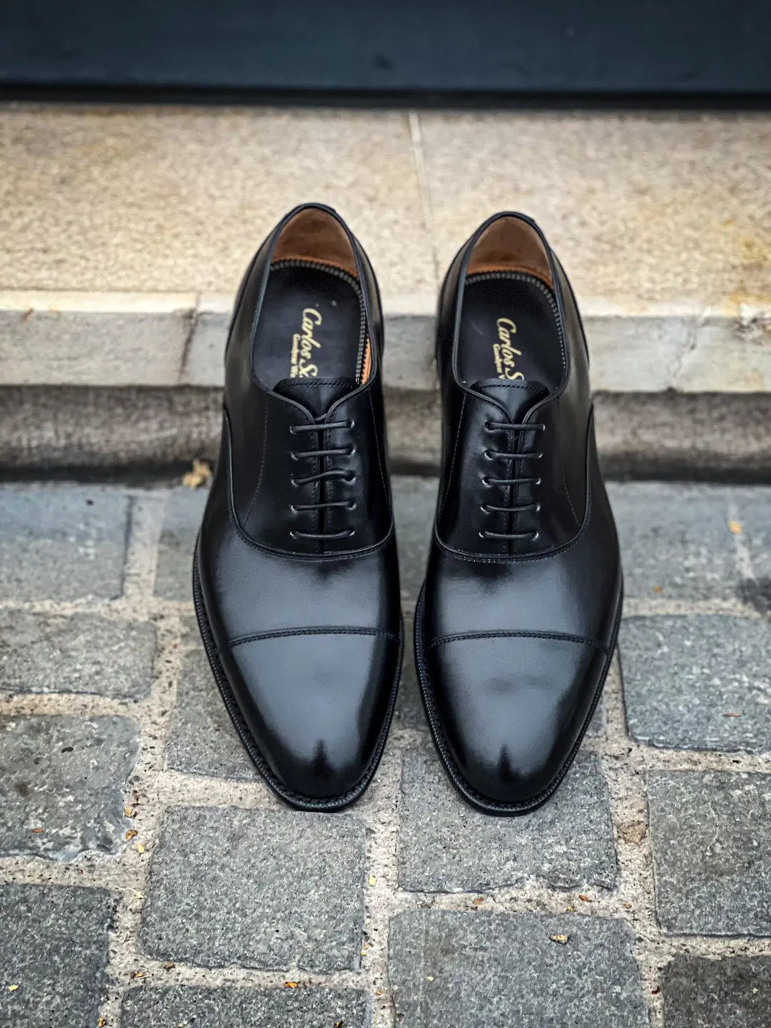 Carlos Santos Toe Cap Black Oxford in calf leather, view 4