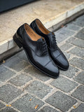 Carlos Santos Toe Cap Black Oxford in calf leather