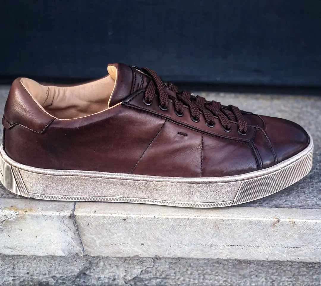 Santoni Brown Patine Trainer, view 4