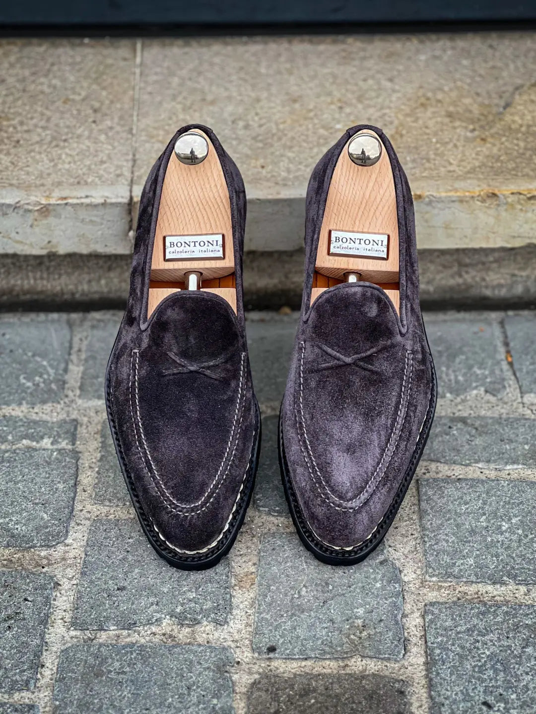 Bontoni De Bustis Grey Suede Loafer, view 5