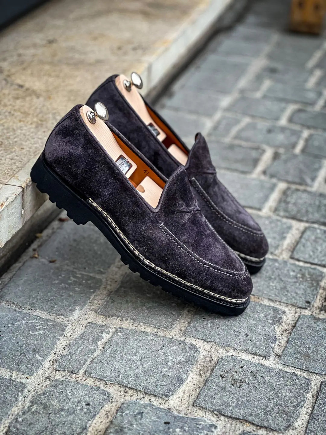 Bontoni De Bustis Grey Suede Loafer
