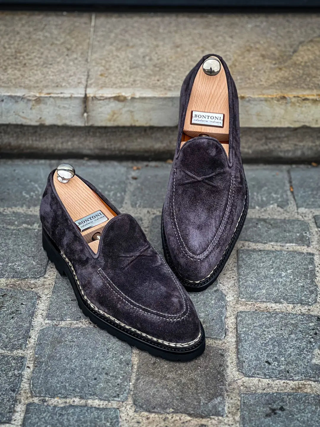 Bontoni De Bustis Grey Suede Loafer, view 3