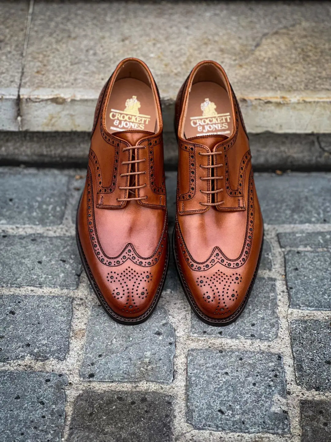 Crockett & Jones Swansea Tan Brogue Derby in calf leather, view 5