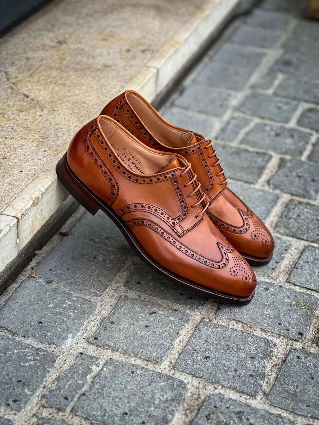 Crockett & Jones Swansea Tan Brogue Derby in calf leather