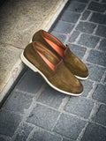 Santoni Slipper Loafer Olive Green Suede