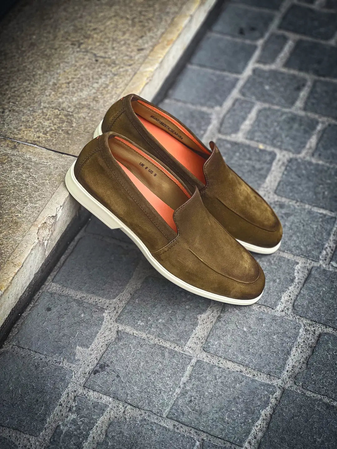 Santoni Slipper Loafer Olive Green Suede