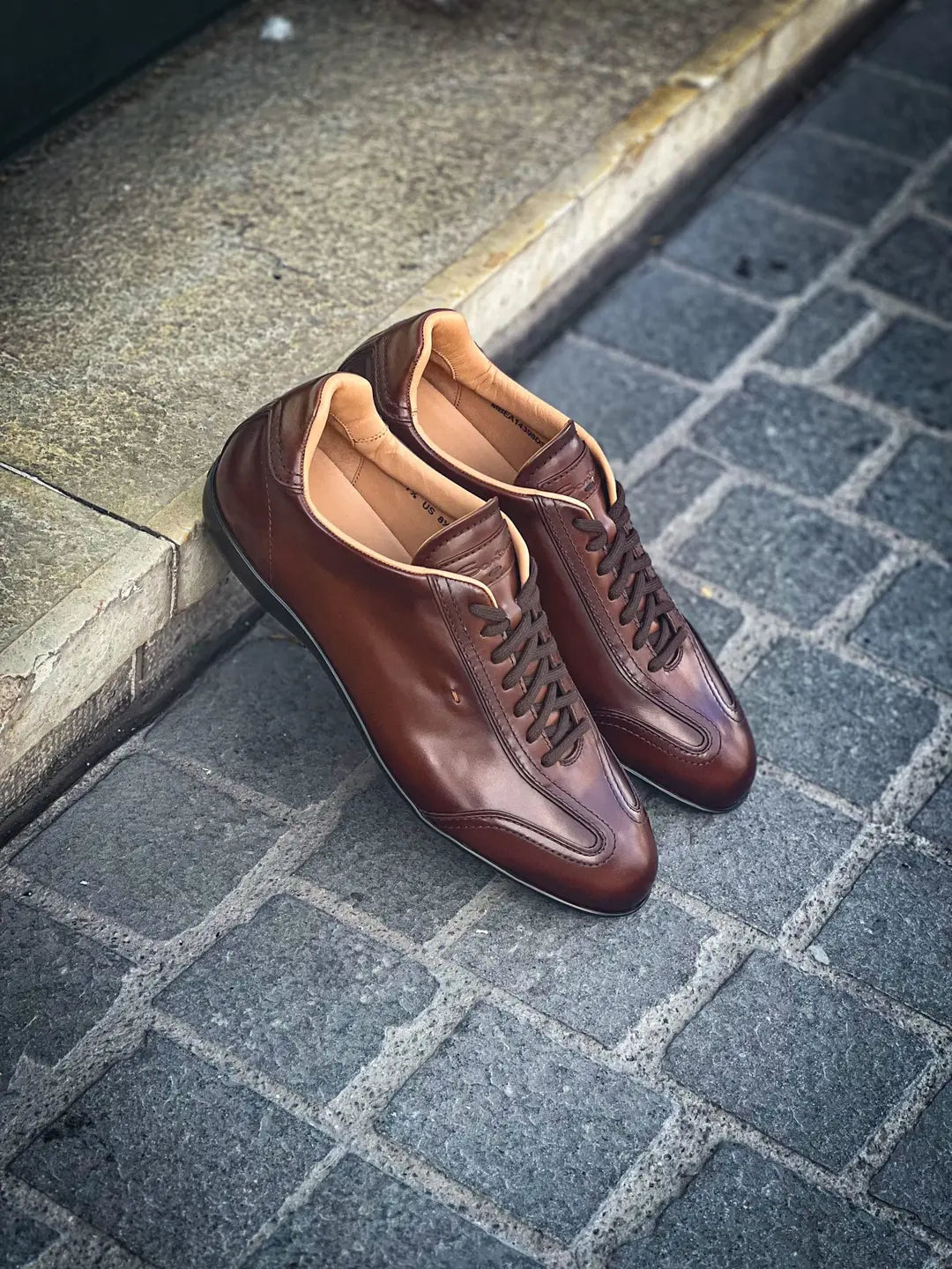 Santoni Leather Sneakers Brown