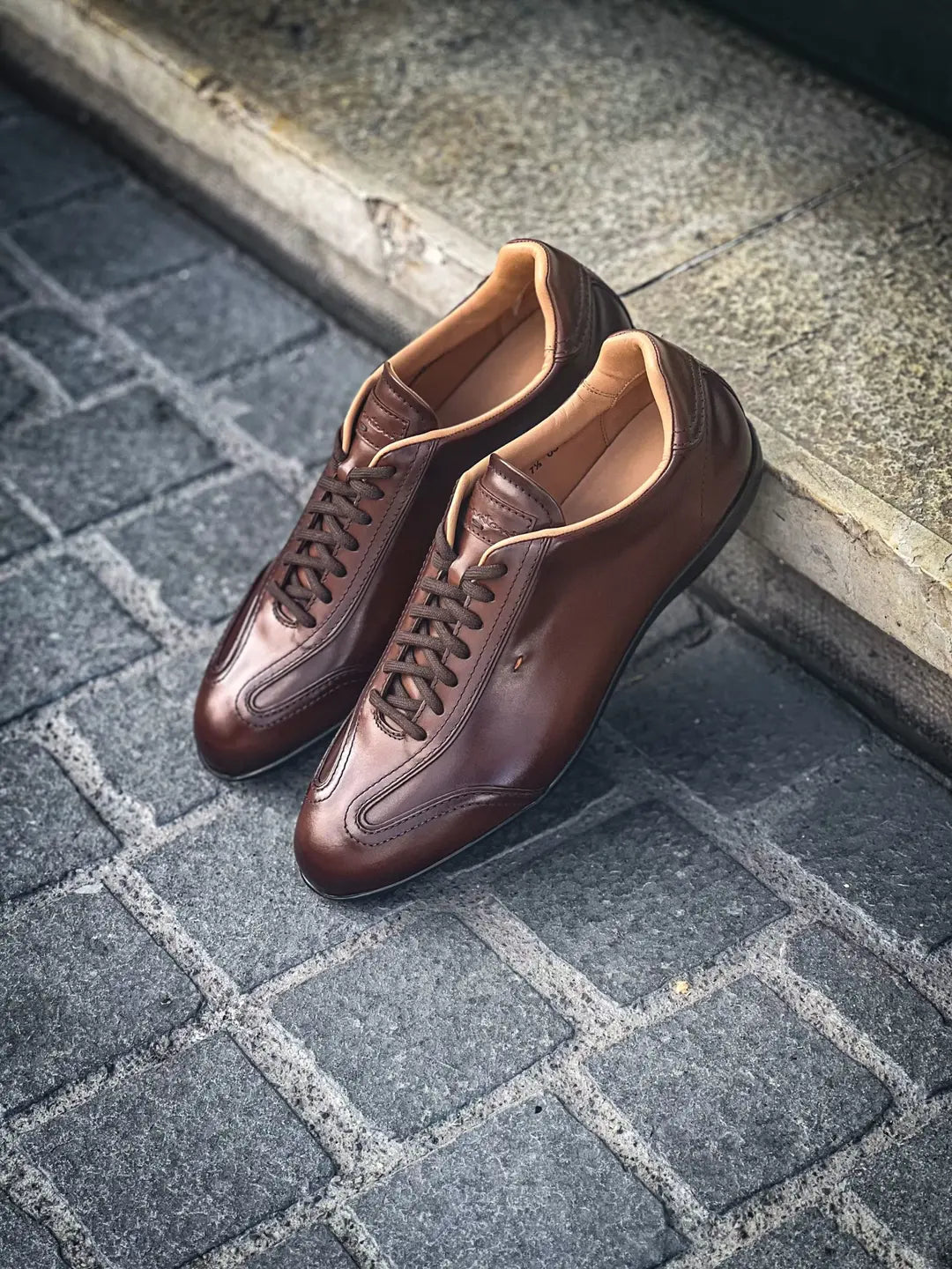 Santoni Leather Sneakers Brown, view 4
