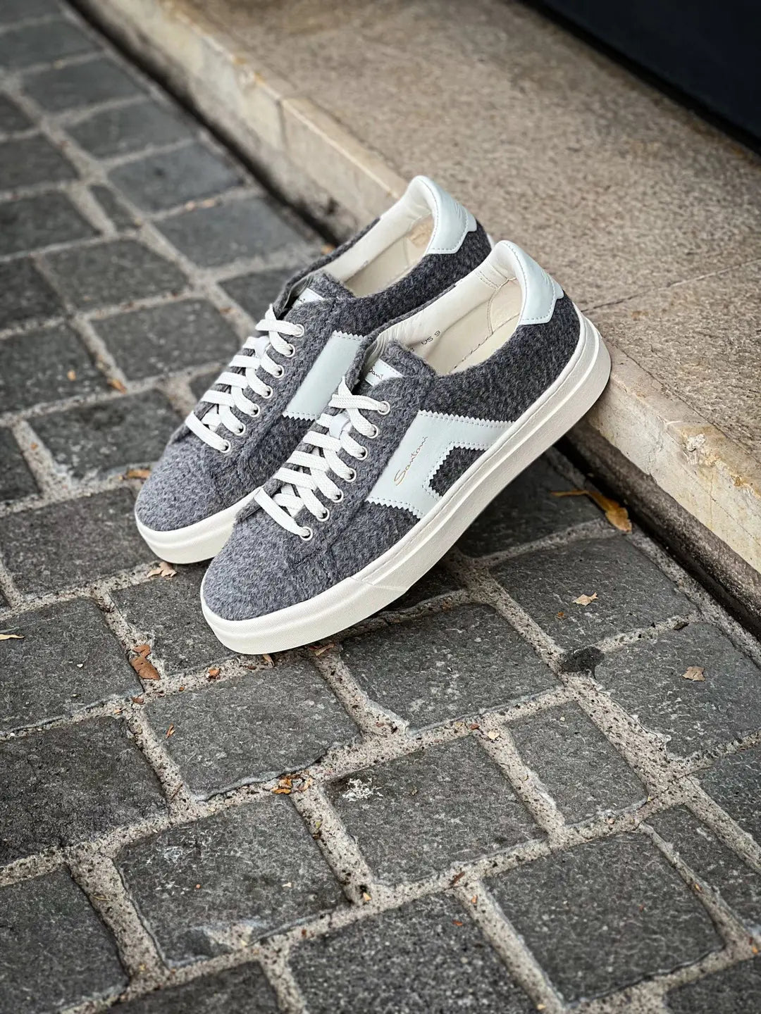 Santoni DBS Trainer Grey Wool, view 4