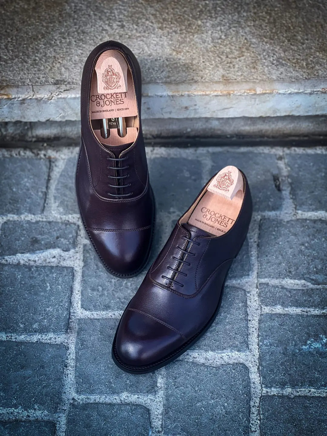 Crockett & Jones Tresco Dark Brown Milled Calf Oxford, view 2