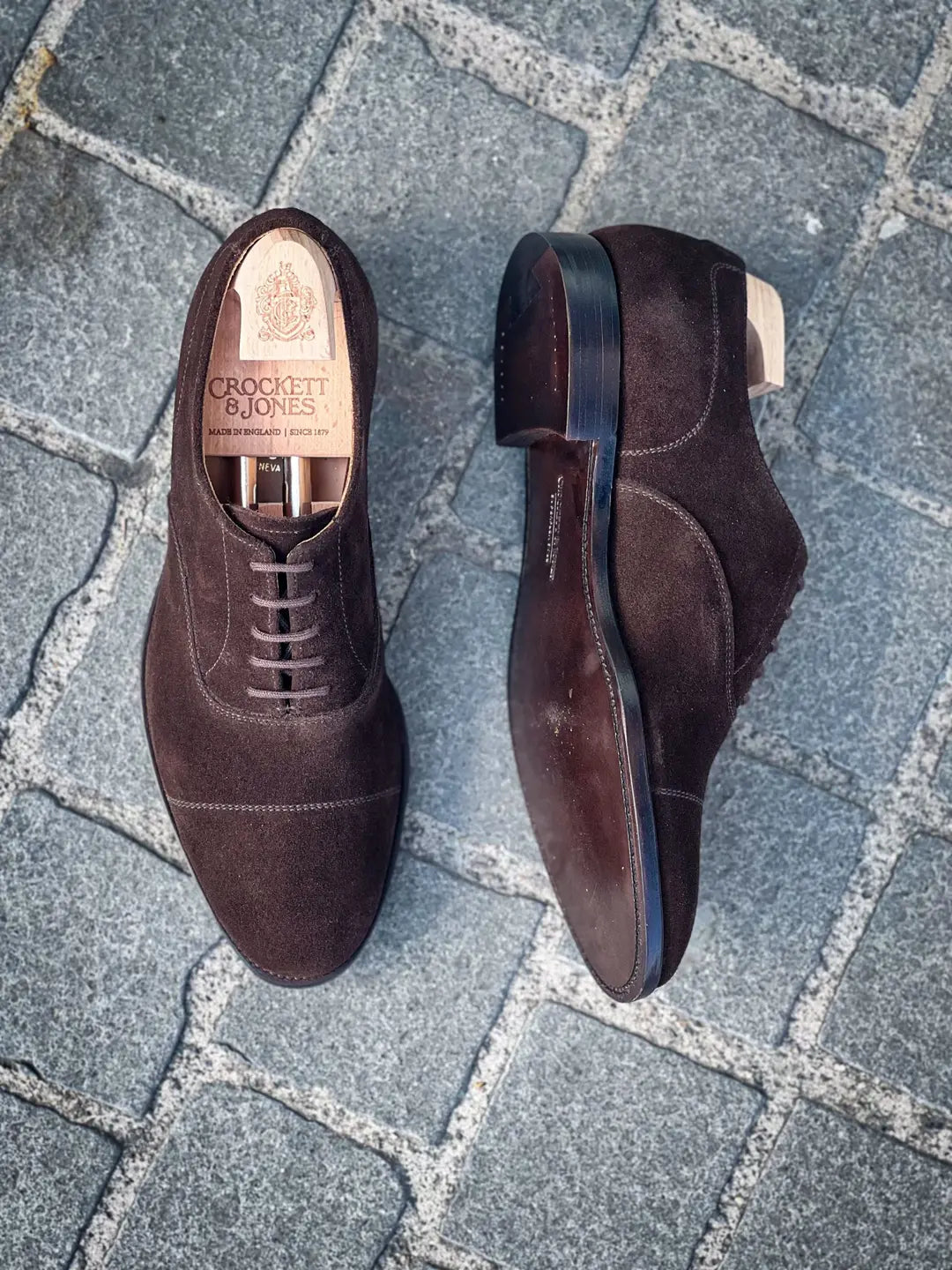 Crockett & Jones Tresco Dark Brown Suede Oxford, view 2