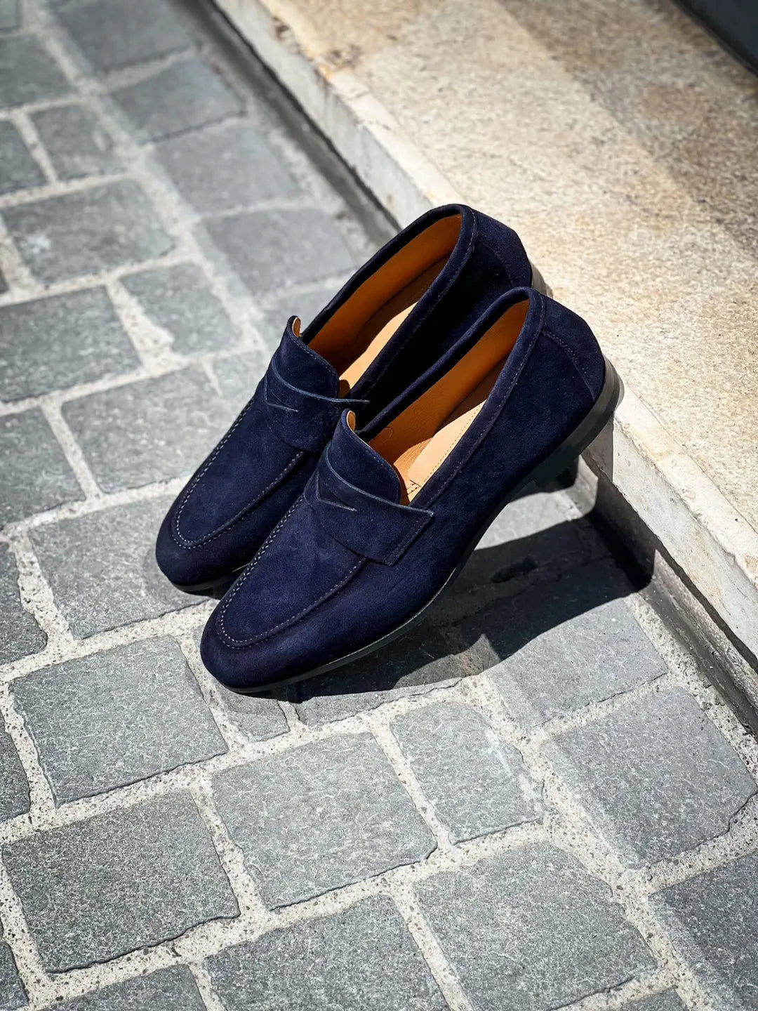 Magnanni Navy Suede Mocassin Leather Sole, view 4