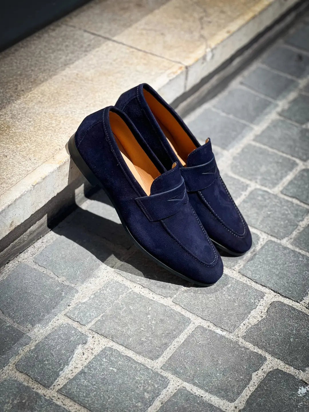 Magnanni Navy Suede Mocassin Leather Sole, view 3
