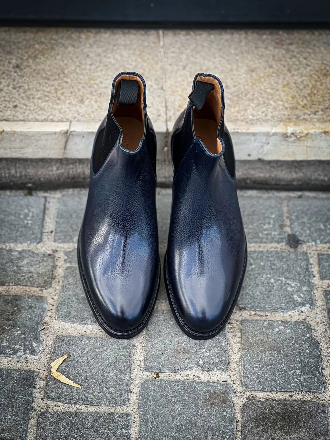 Carlos Santos Chelsea Boot Navy Grain, view 5