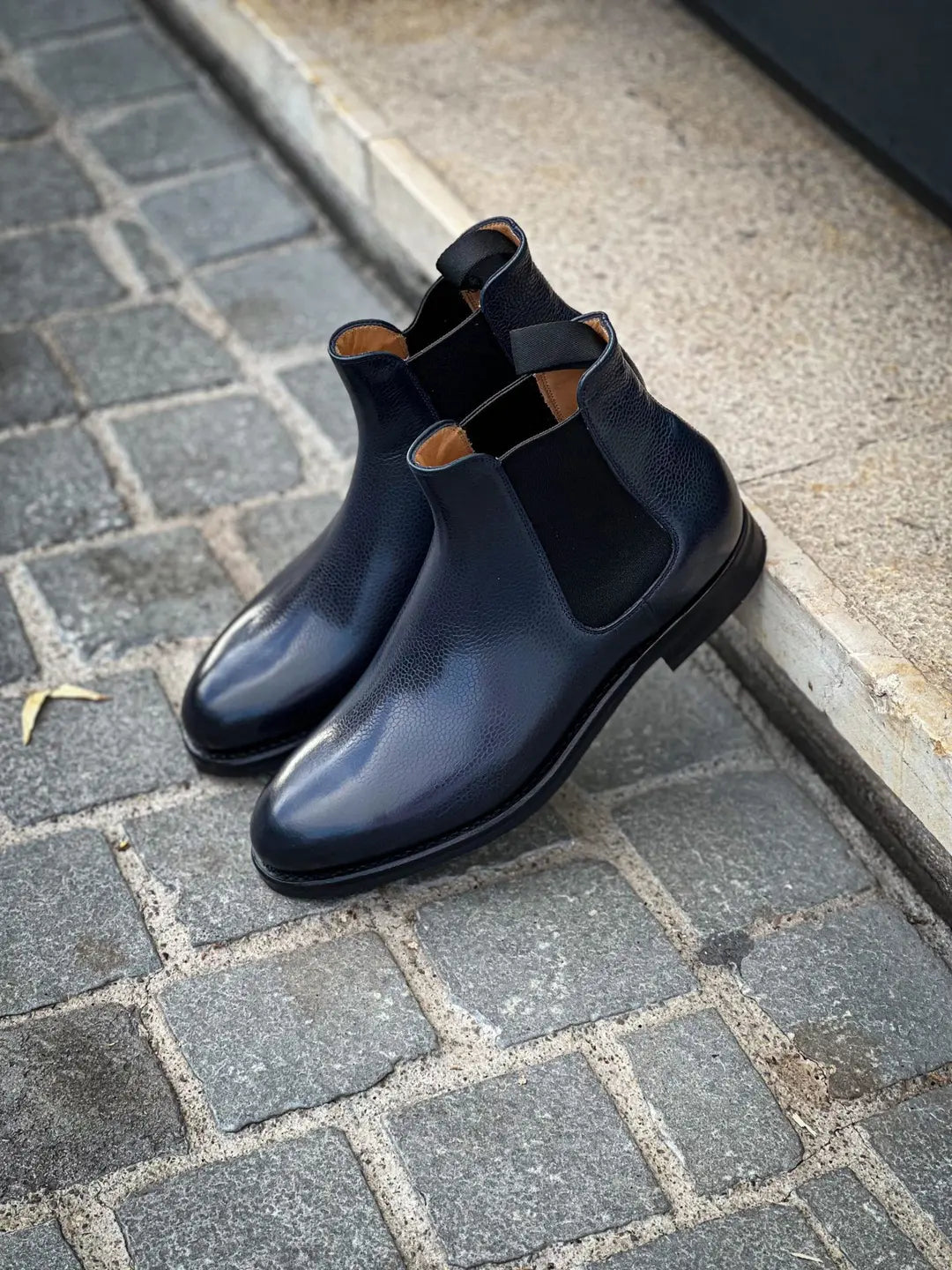 Carlos Santos Chelsea Boot Navy Grain, view 4