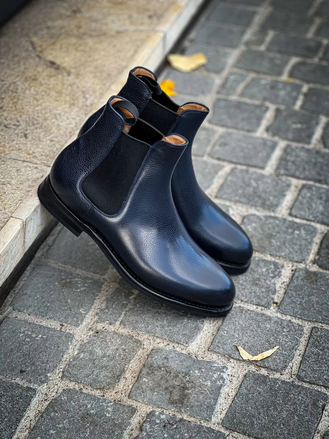 Carlos Santos Chelsea Boot Navy Grain